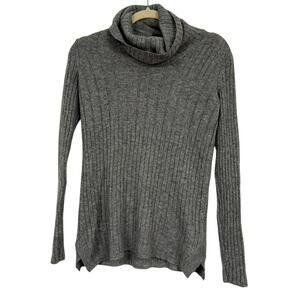 Theory Grey Cashmere Ribbed Turtleneck Sweater Womens XS Gray Fall Preppy